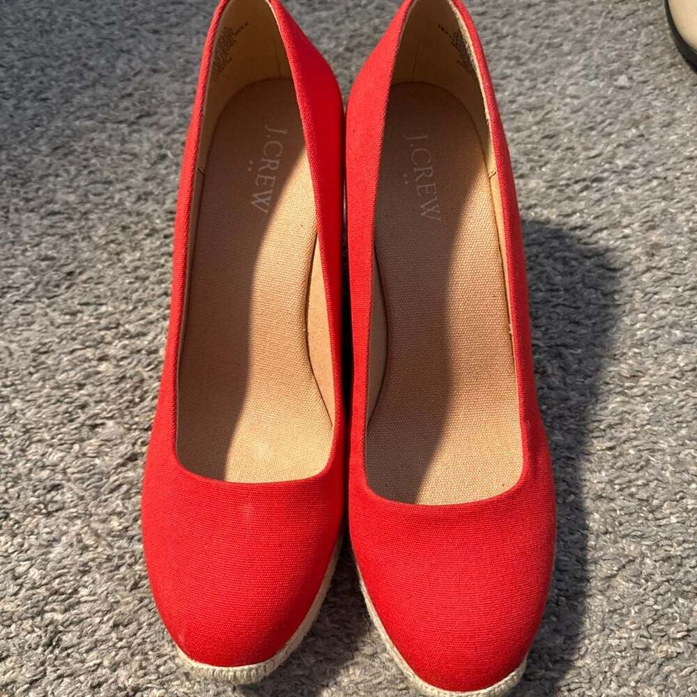 J.Crew Women's Red Seville Espadrille Wedges 7.5